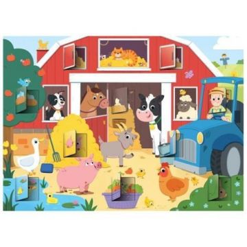 Puzzle cu surprize - distractie la ferma (20 piese)