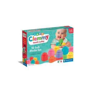 Set de construit, Clementoni, Soft Clemmy, 10 cuburi, 6 luni+, Multicolor