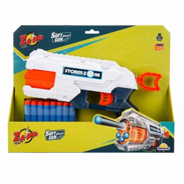 Pistol cu 16 sageti din burete, Zapp Toys, Storm-Zone, Alb