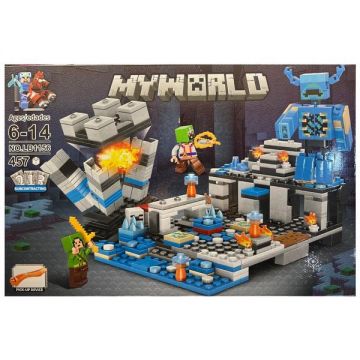 Set de constructie Minecraft My World cu parti mobile si efecte luminoase, 457 piese tip lego