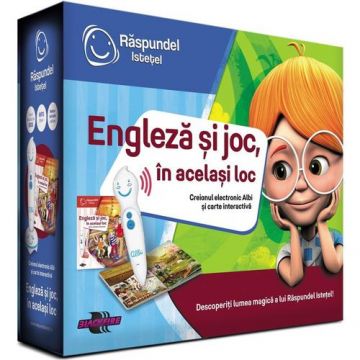 Set Raspundel Istetel - Carte si creion, Engleza si joc, in acelasi loc