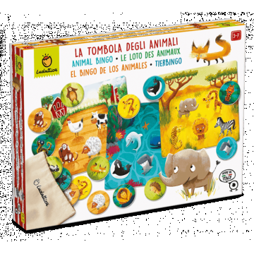 Joc de Familie 2 in 1 Tombola Animalelor: Bingo Memo, 3 - 7 ani, Ludattica