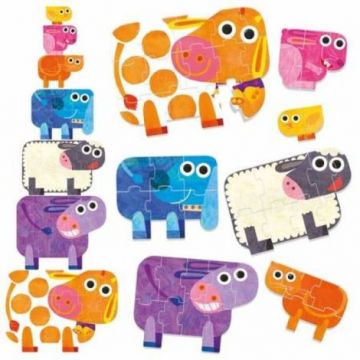 Headu Ecoplay - Puzzle-Uri Progresive Animale Mari Si Mici