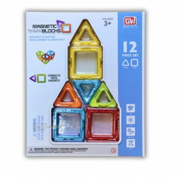 Joc STEM de constructie Magnetic Blocks, cu 12 piese