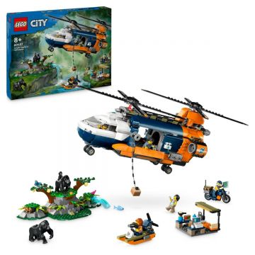 LEGO City: Elicopterul unui explorator al junglei la tabara de baza