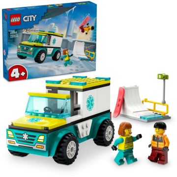 LEGO® LEGO® City - Ambulanta de urgenta si practicant de snow-boarding 60403, 79 piese