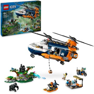 LEGO® LEGO® City - Elicopterul unui explorator al junglei la tabara de baza 60437, 881 piese