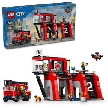 LEGO® LEGO® City - Statie si camion de pompieri 60414, 843 piese