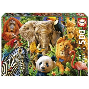 Puzzle 500 piese Educa Colaj Animale Salbatice