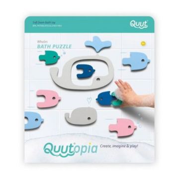 Puzzle de baie, set 11 piese, Balene si pestisori, Quut Toys