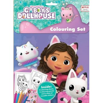 Set de colorat cu abtibilduri reutilizabile Gabby's Dollhouse