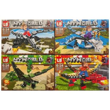 Set de constructie Minecraft My World, 4 Dragoni de colectie, 351 piese