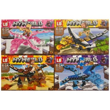 Set de constructie Minecraft My World, 4 Dragoni de colectie, 355 piese