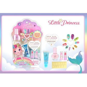 Set Manichiura Little Princess cu Lipgloss, Oje, Abtibilduri si Unghii false