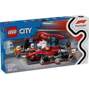 LEGO® City - Boxa si mecanici F1 cu masina Ferrari (60443)