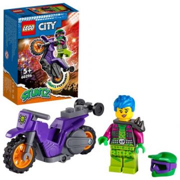 LEGO® City - Motocicleta de cascadorie pentru wheelie 60296, 14 piese