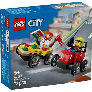 LEGO® City - Pachet de curse Furgoneta de pizza vs. autospeciala de pompieri (60458)