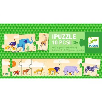 Puzzle 10 piese. de la mic la mare. small and big. 3 ani+