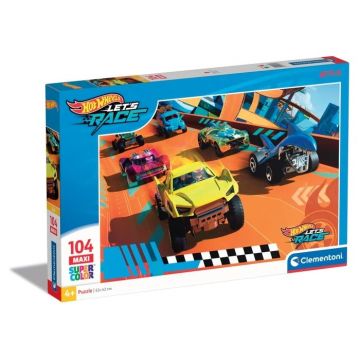 Puzzle Clementoni, Hot Wheels, Let s Race, Super Color, 104 piese