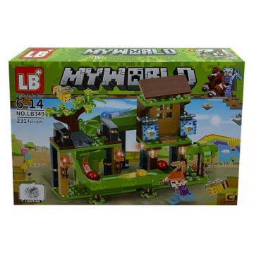 Set de constructie LB+, My World of Minecraft cu efecte luminoase si parti mobile, 231 piese