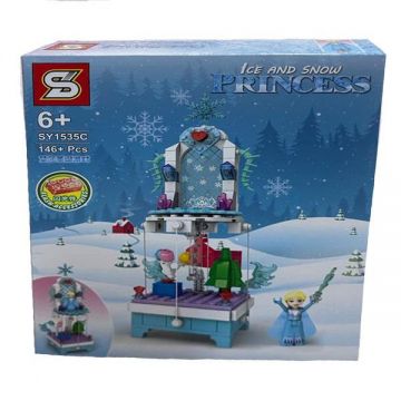 Set de constructie personaj Frozen, Elsa la castel cu efecte luminoase, 146 piese