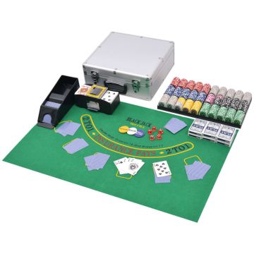 Gossi set de poker/blackjack cu 600 de jetoane cu laser din aluminiu