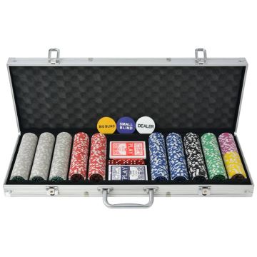 Gossi set de poker cu 500 de jetoane cu laser din aluminiu