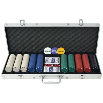 Gossi set de poker cu 500 de jetoane din aluminiu