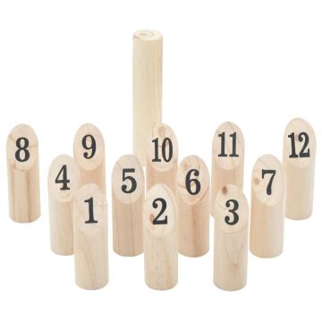 Kubb set jocuri cu numere 13 piese geanta de transport lemn masiv pin