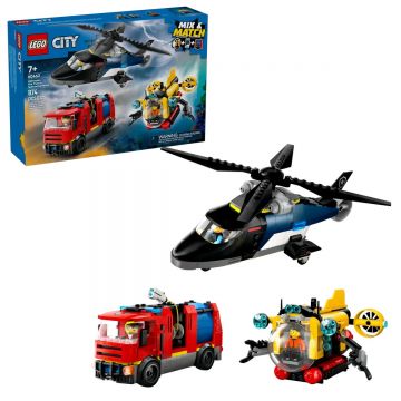 Lego City Elicopter Camion de pompieri si submarin Remixate 60462