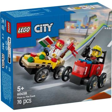 Lego City Pachet de Curse Furgoneta de Pizza vs Camion de Pompieri 60458