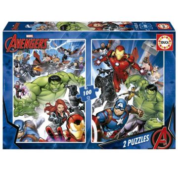 Puzzle 2 x 100 piese Educa Marvel Avengers