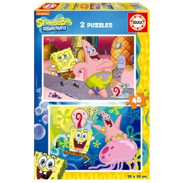 Puzzle 2 x 48 piese Educa Sponge Bob