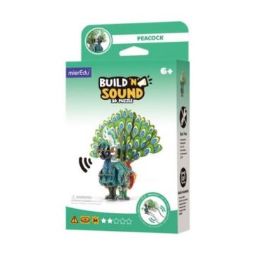 Puzzle 3D cu sunete - Paun, Build n Sound