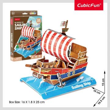 Puzzle 3D Cubic Fun Mix 1 Nava cu Vele 33 piese