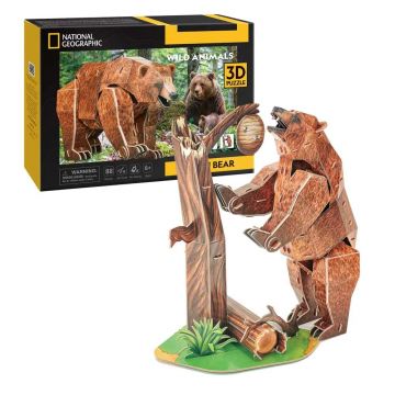 Puzzle 3D Cubic Fun National Geographic Ursul Brun 88 piese