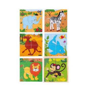 Puzzle din lemn cuburi - Safari 2 x 2