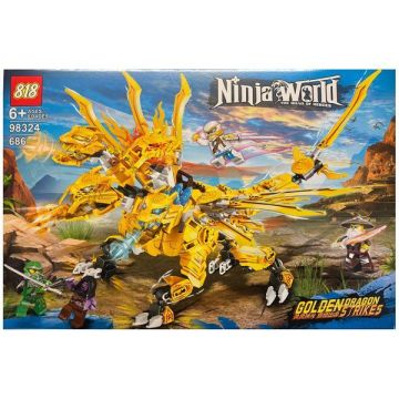 Set de constructie Ninja World - Dragonul Galben Ninjago, 686 piese tip lego