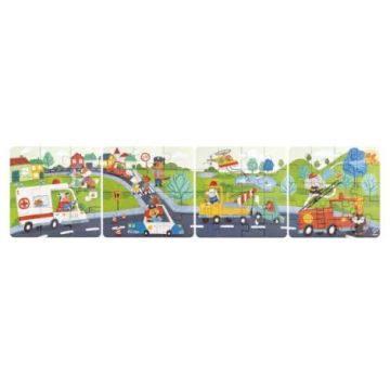 Puzzle pentru copii Vehicule de salvare (4 in 1) si joc storytelling Puzzle pentru copii Vehicule de salvare (4 in 1) si joc storytelling