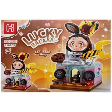 Set de constructie Labubu Micul Orasel 4 in 1, Service Auto, 210 piese Set de constructie Labubu Micul Orasel 4 in 1, Service Auto, 210 piese
