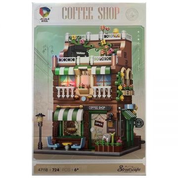 Set de constructie Streetscape, Coffee Shop, 724 piese Set de constructie Streetscape, Coffee Shop, 724 piese