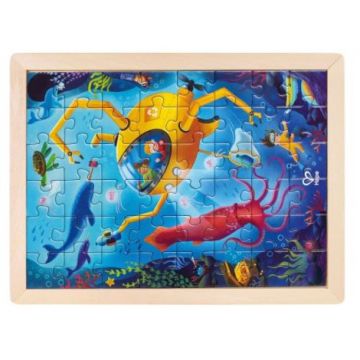 Puzzle din lemn 2 in 1 - Salvarea Oceanului (50 piese), cu fata dubla si activitate colorare Puzzle din lemn 2 in 1 - Salvarea Oceanului (50 piese), cu fata dubla si activitate colorare