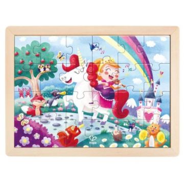 Puzzle din lemn 2 in 1 - Unicorn (26 piese), cu fata dubla si activitate colorare Puzzle din lemn 2 in 1 - Unicorn (26 piese), cu fata dubla si activitate colorare