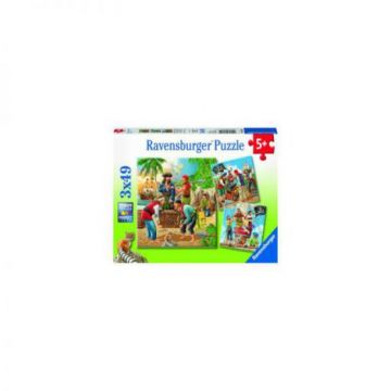 PUZZLE AVENTURILE PIRATILOR, 3x49 PIESE